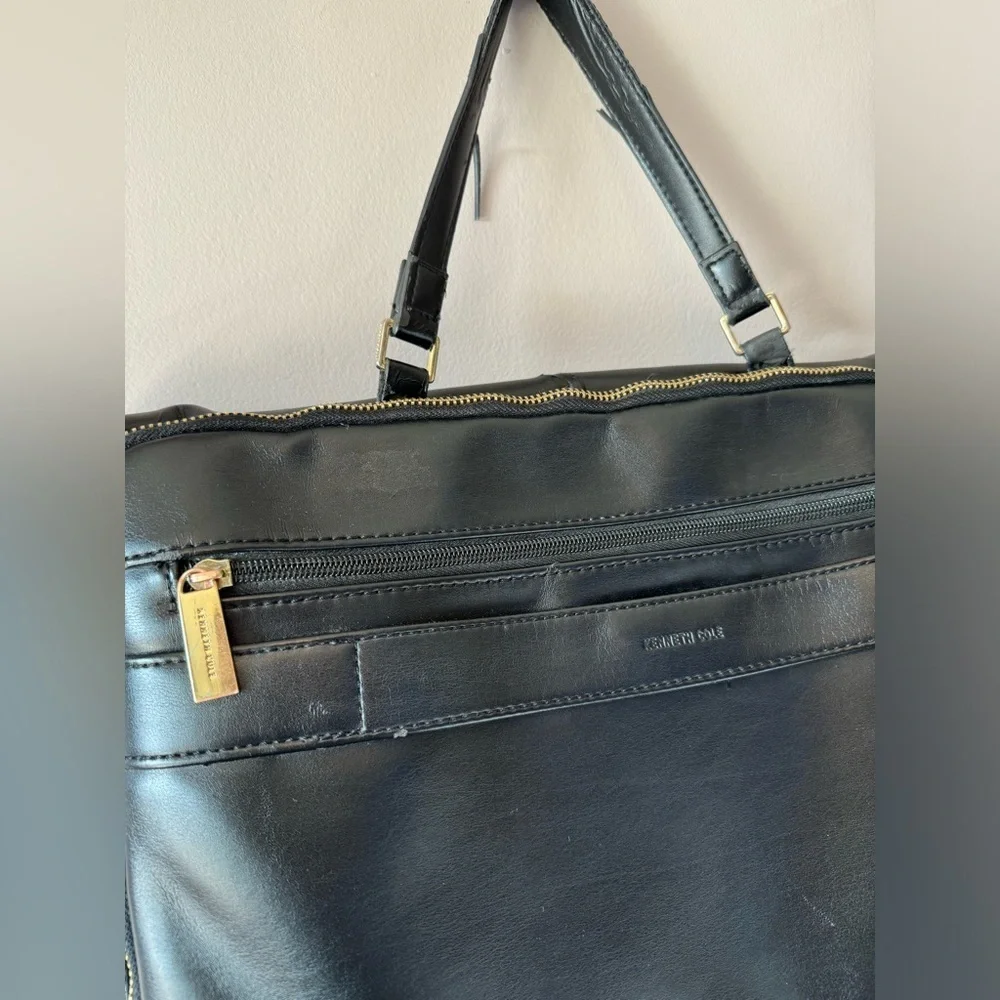 KENNETH COLE Leather Laptop Crossbody Briefcase w/Flap, Unisex